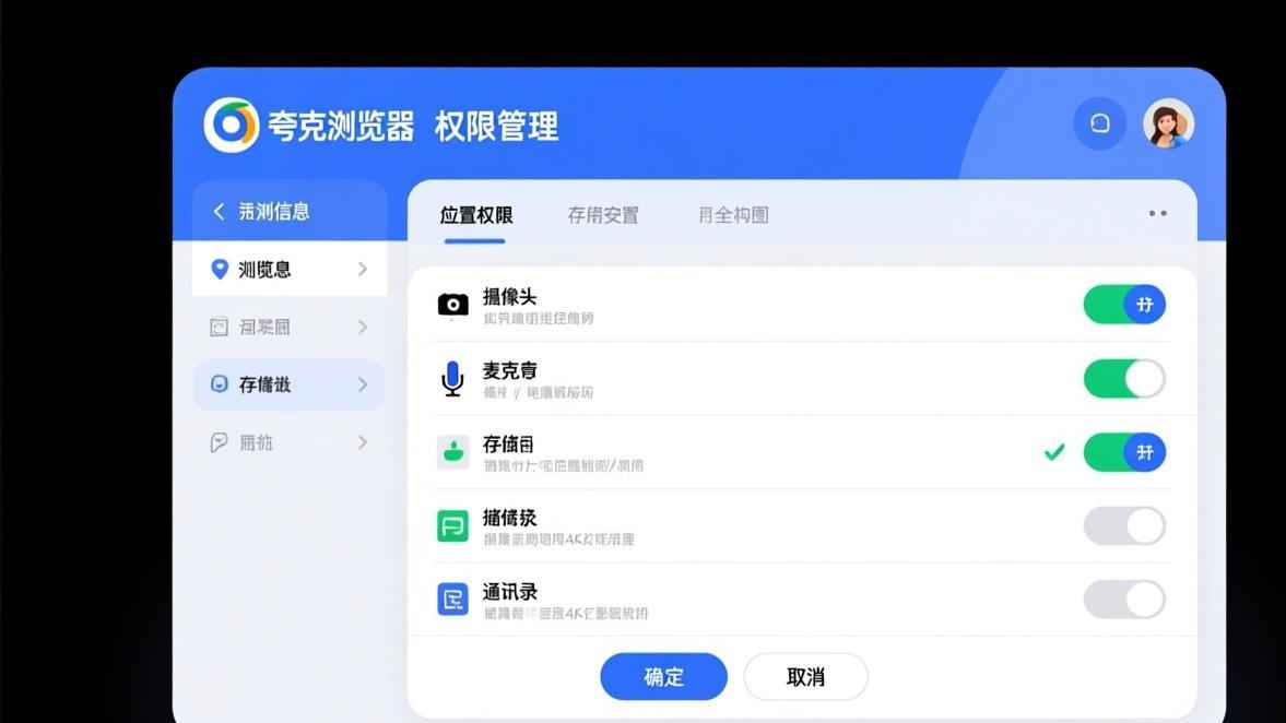 夸克浏览器安装流程步骤示意图（下载→安装→权限设置→登录）